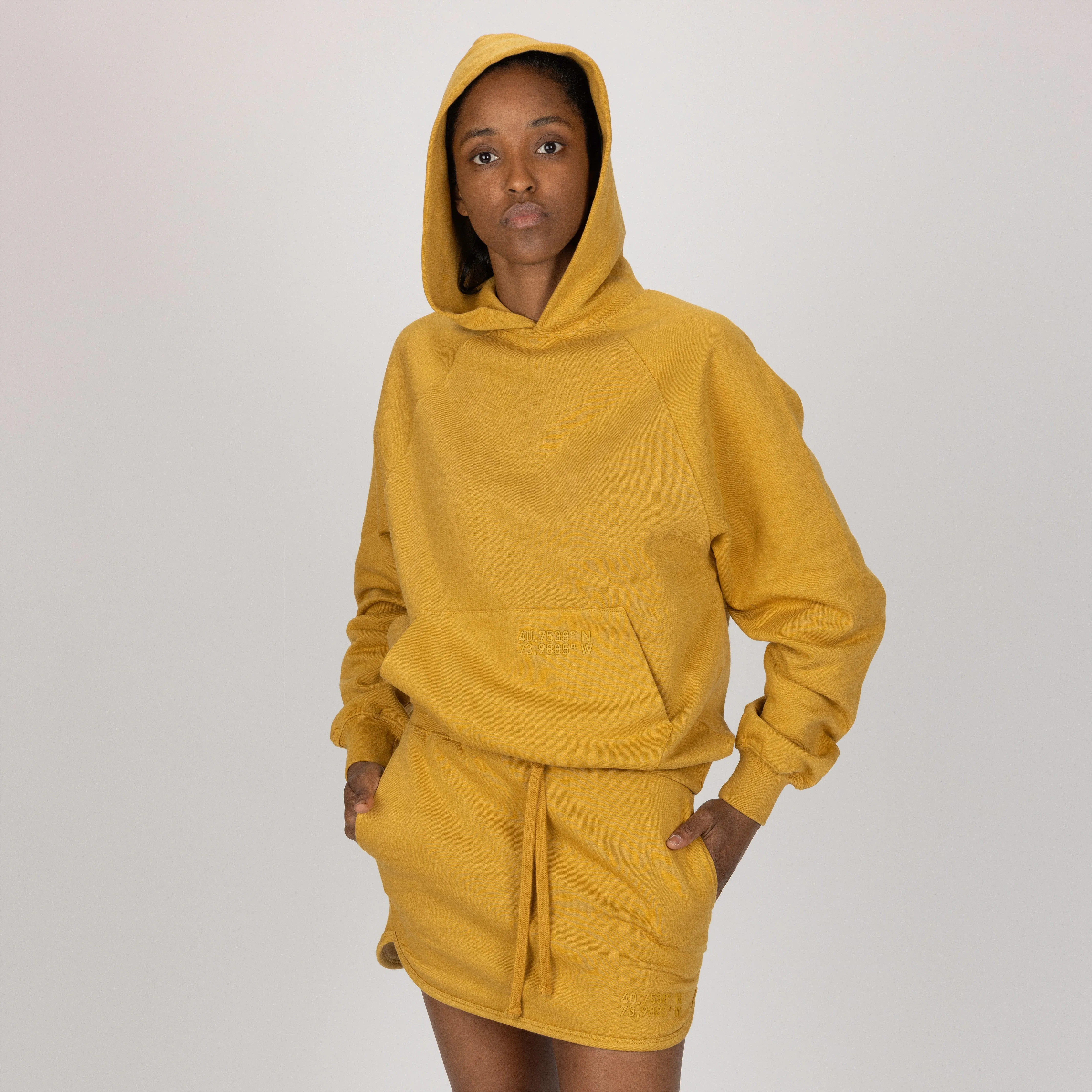 Womens Oversized Raglan Fleece Hoodie - Honey Mustard