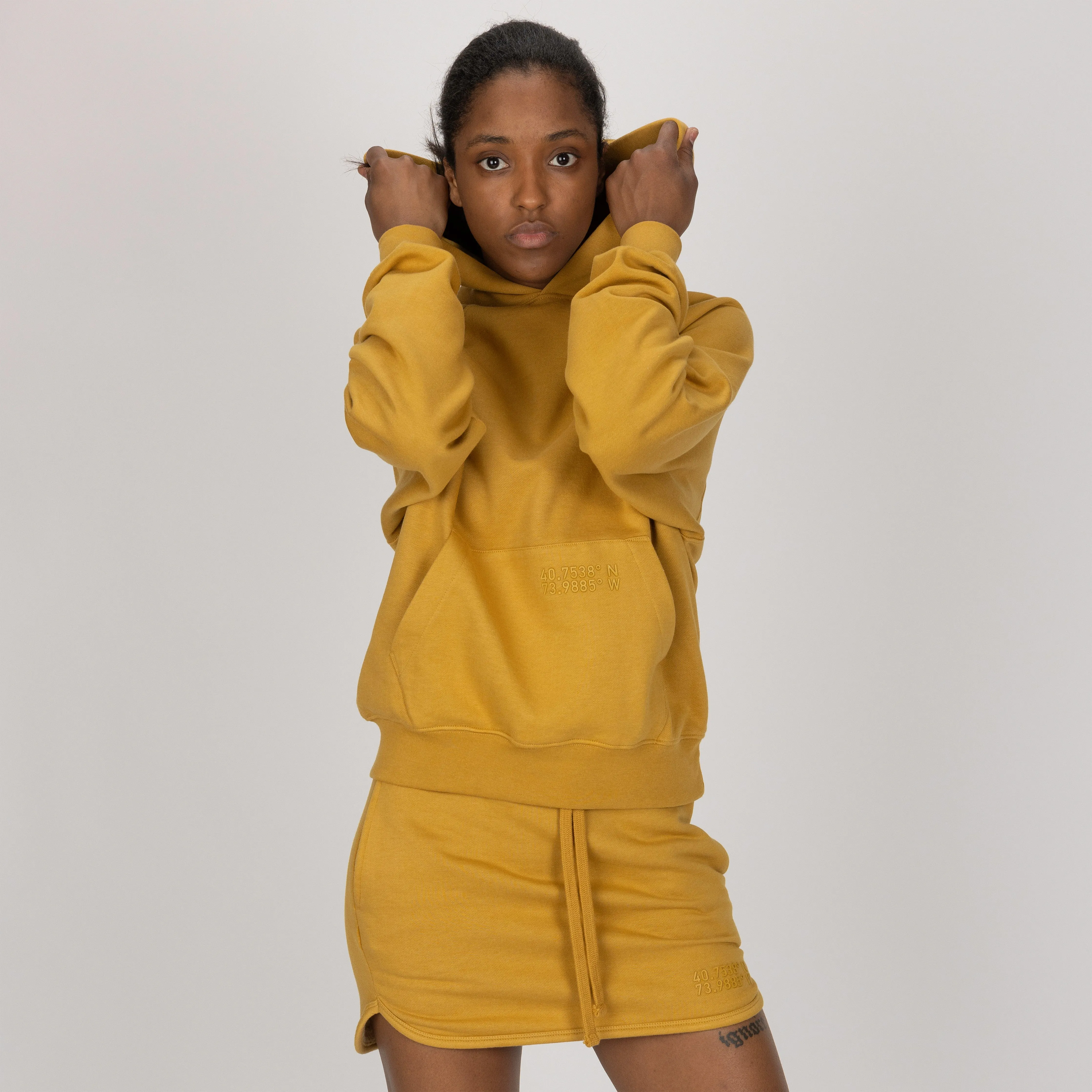 Womens Oversized Raglan Fleece Hoodie - Honey Mustard