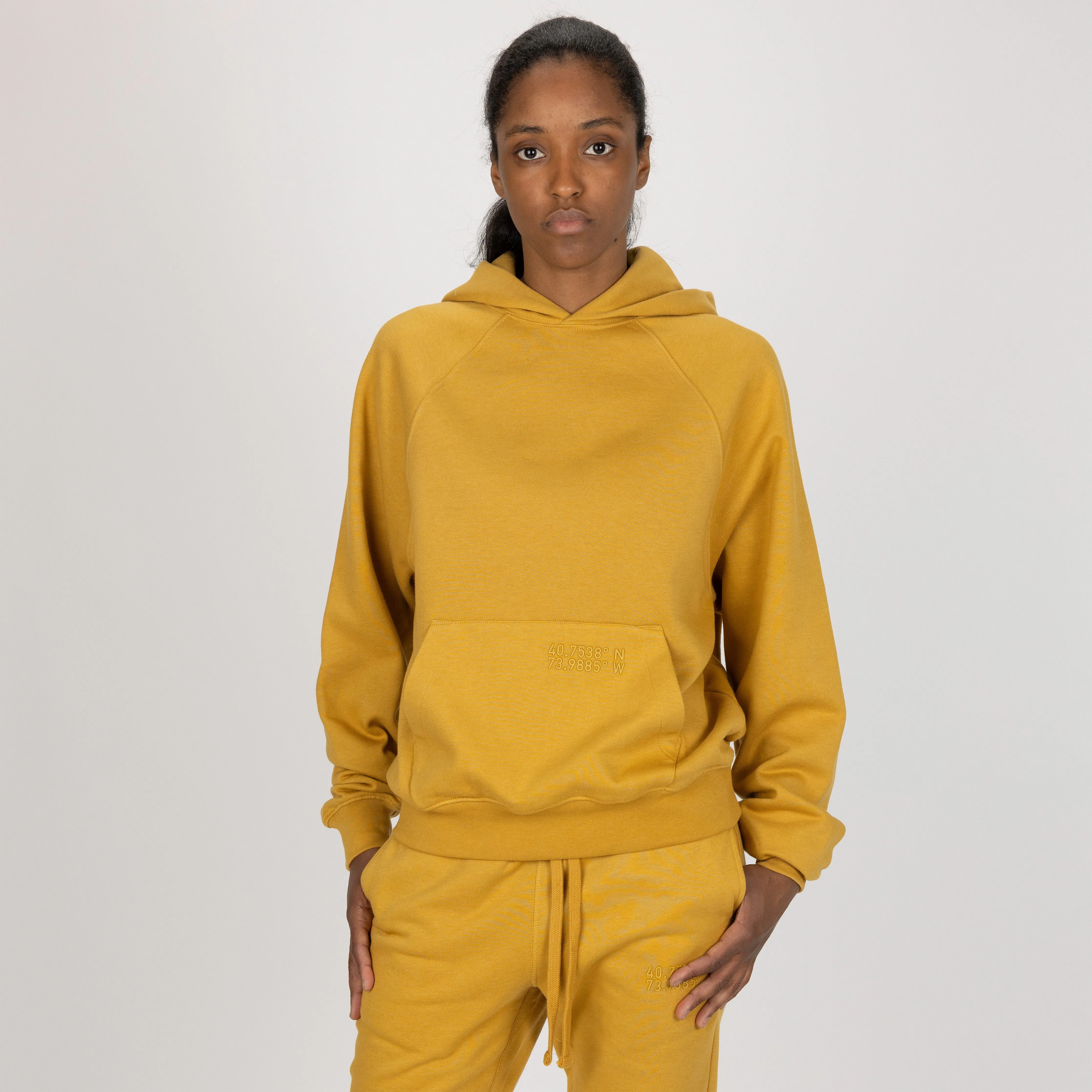 Womens Oversized Raglan Fleece Hoodie - Honey Mustard
