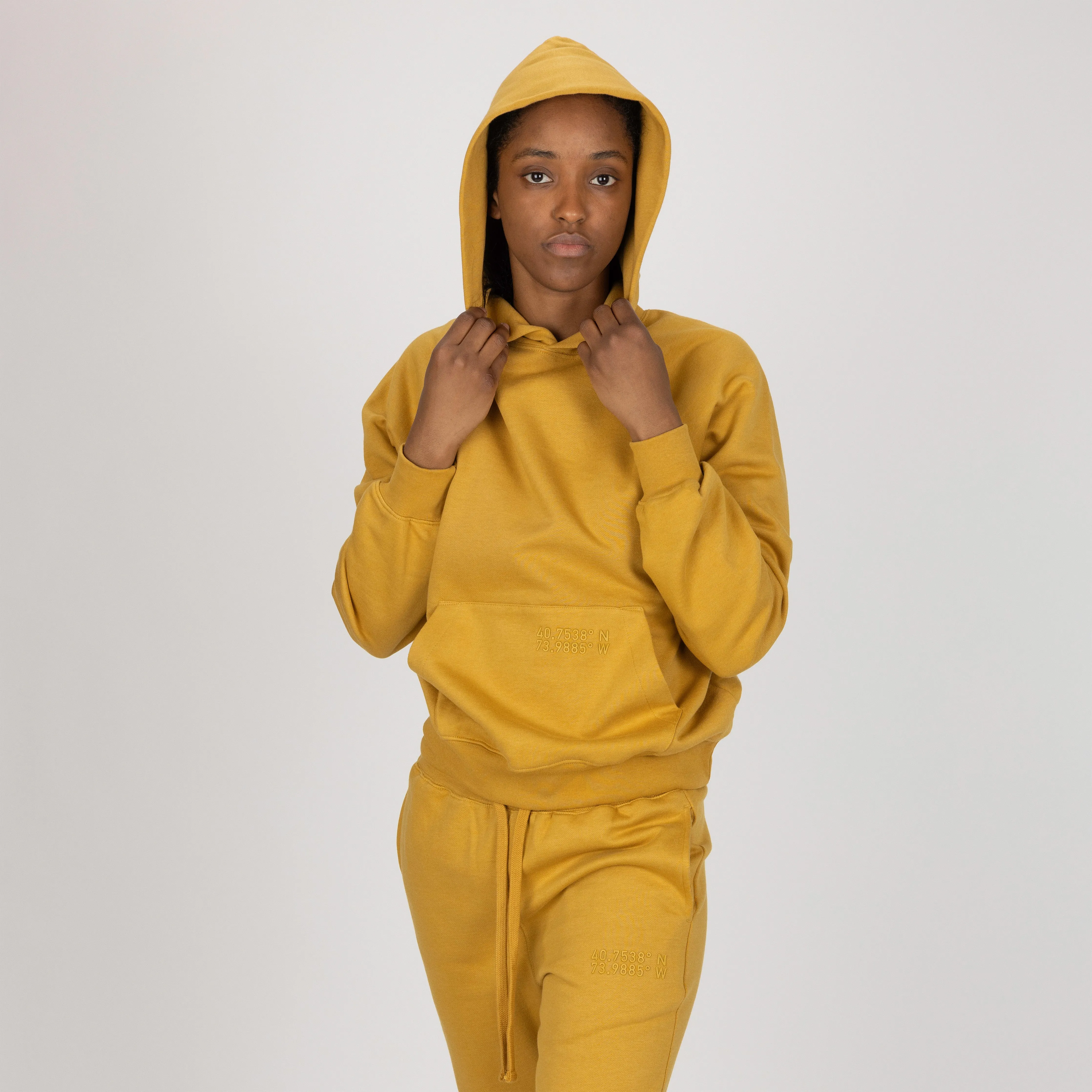 Womens Oversized Raglan Fleece Hoodie - Honey Mustard