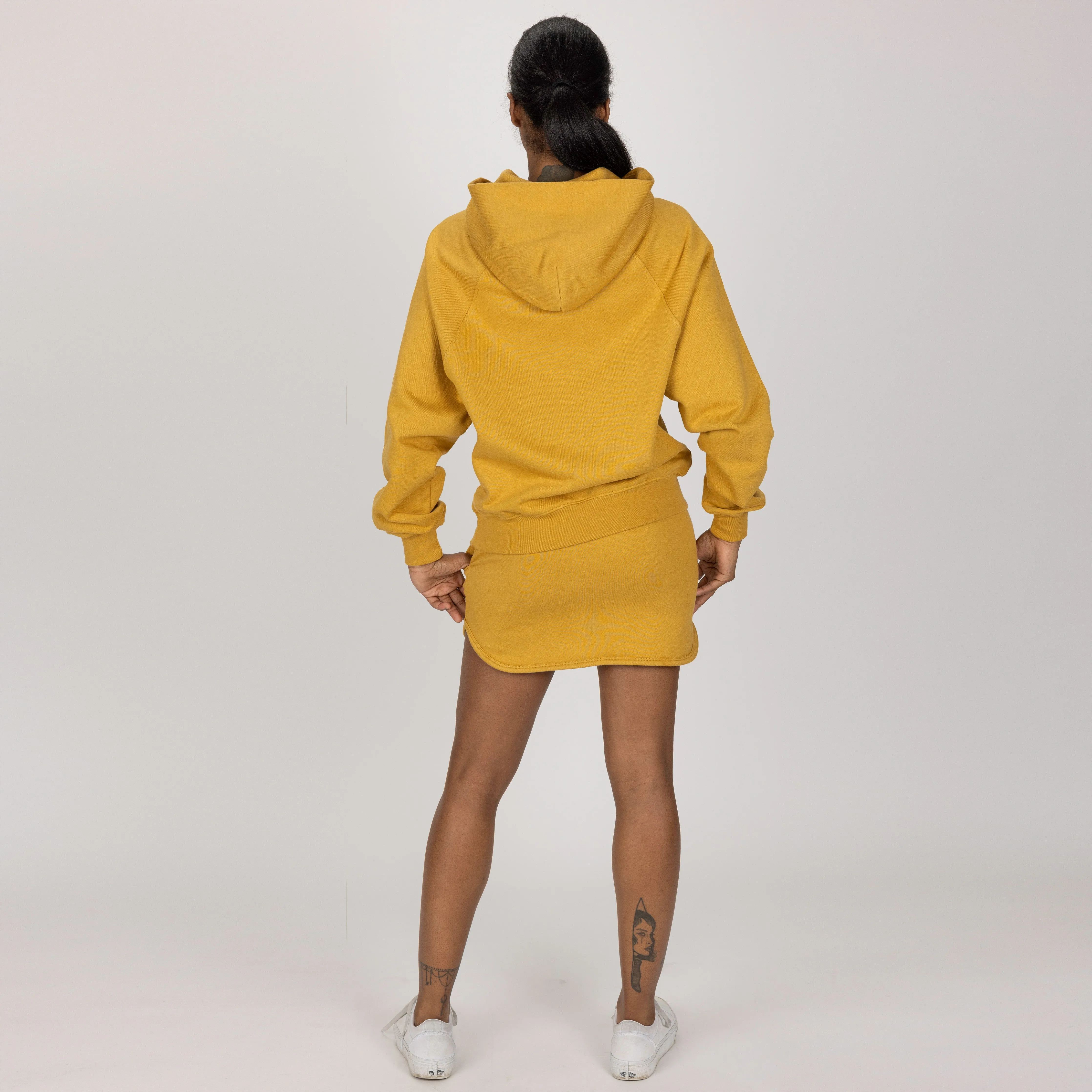 Womens Oversized Raglan Fleece Hoodie - Honey Mustard
