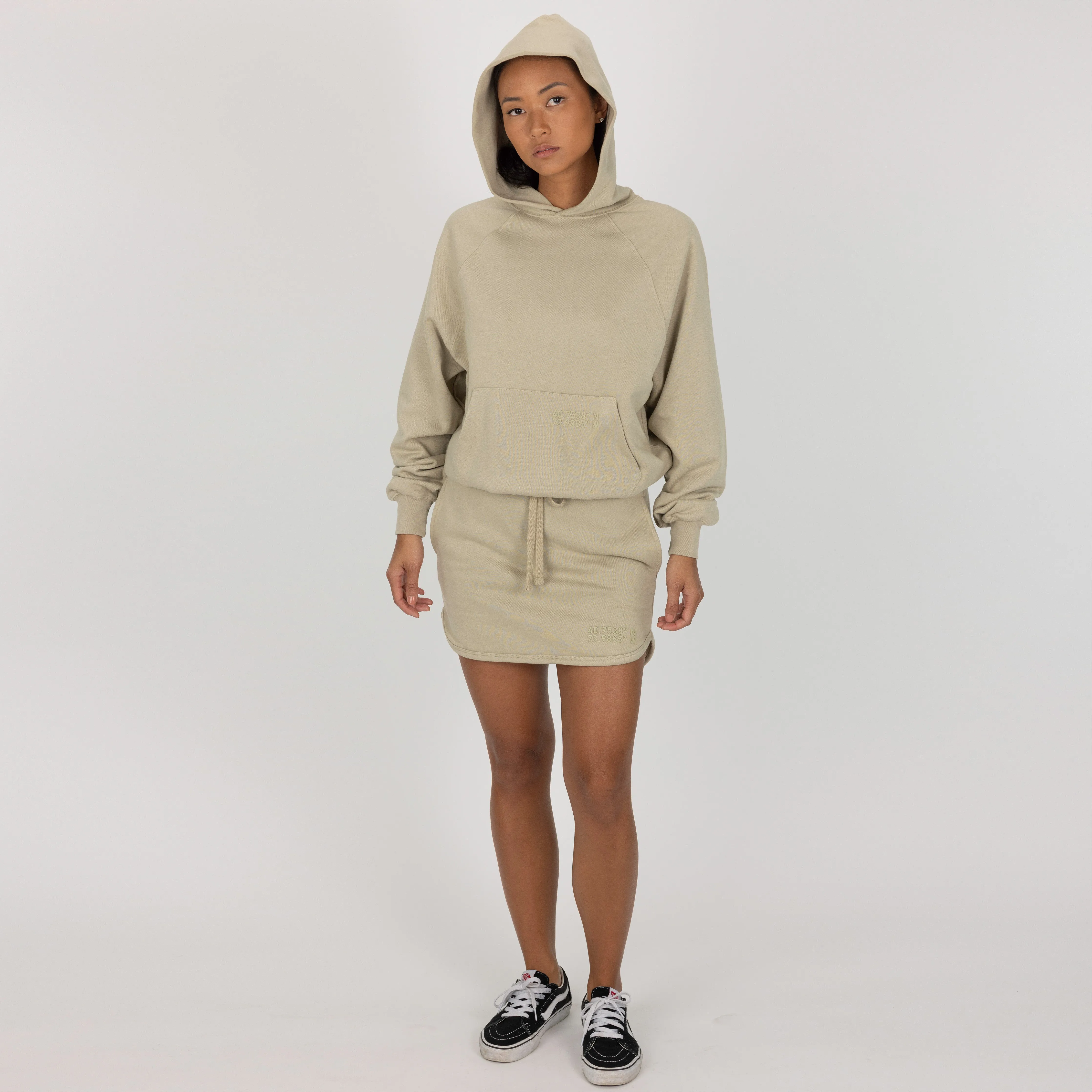 Womens Oversized Raglan Fleece Hoodie - Oatmeal