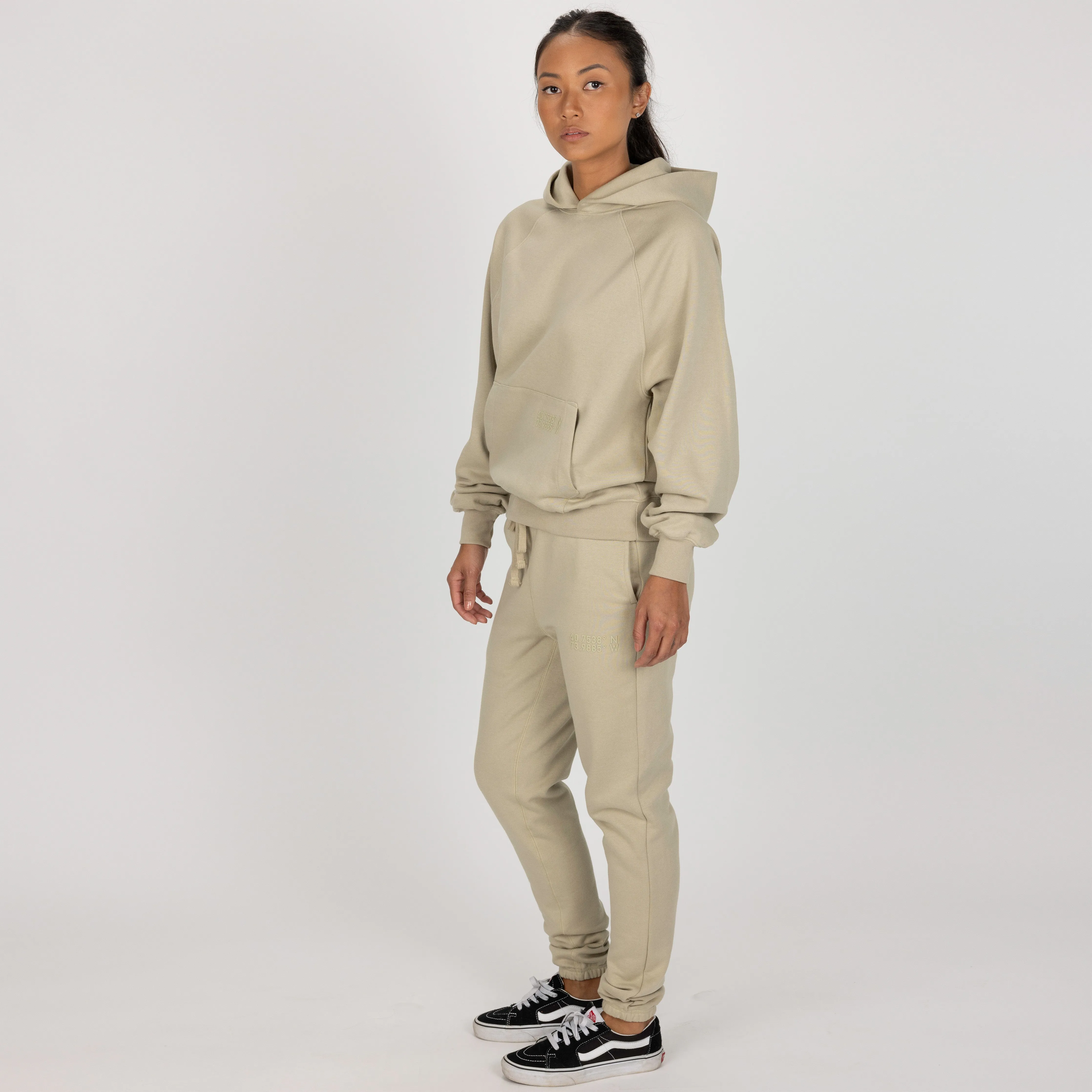 Womens Oversized Raglan Fleece Hoodie - Oatmeal
