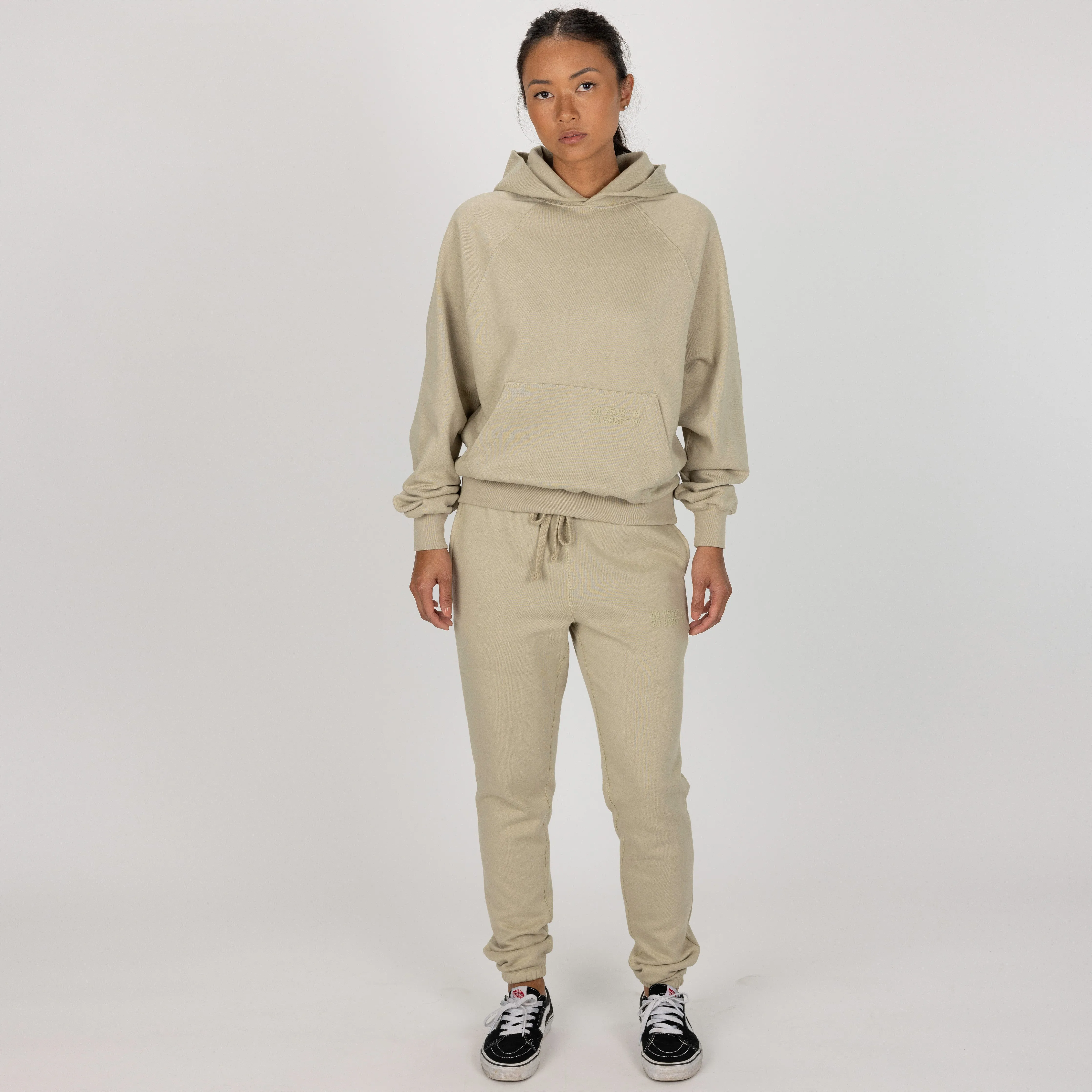 Womens Oversized Raglan Fleece Hoodie - Oatmeal