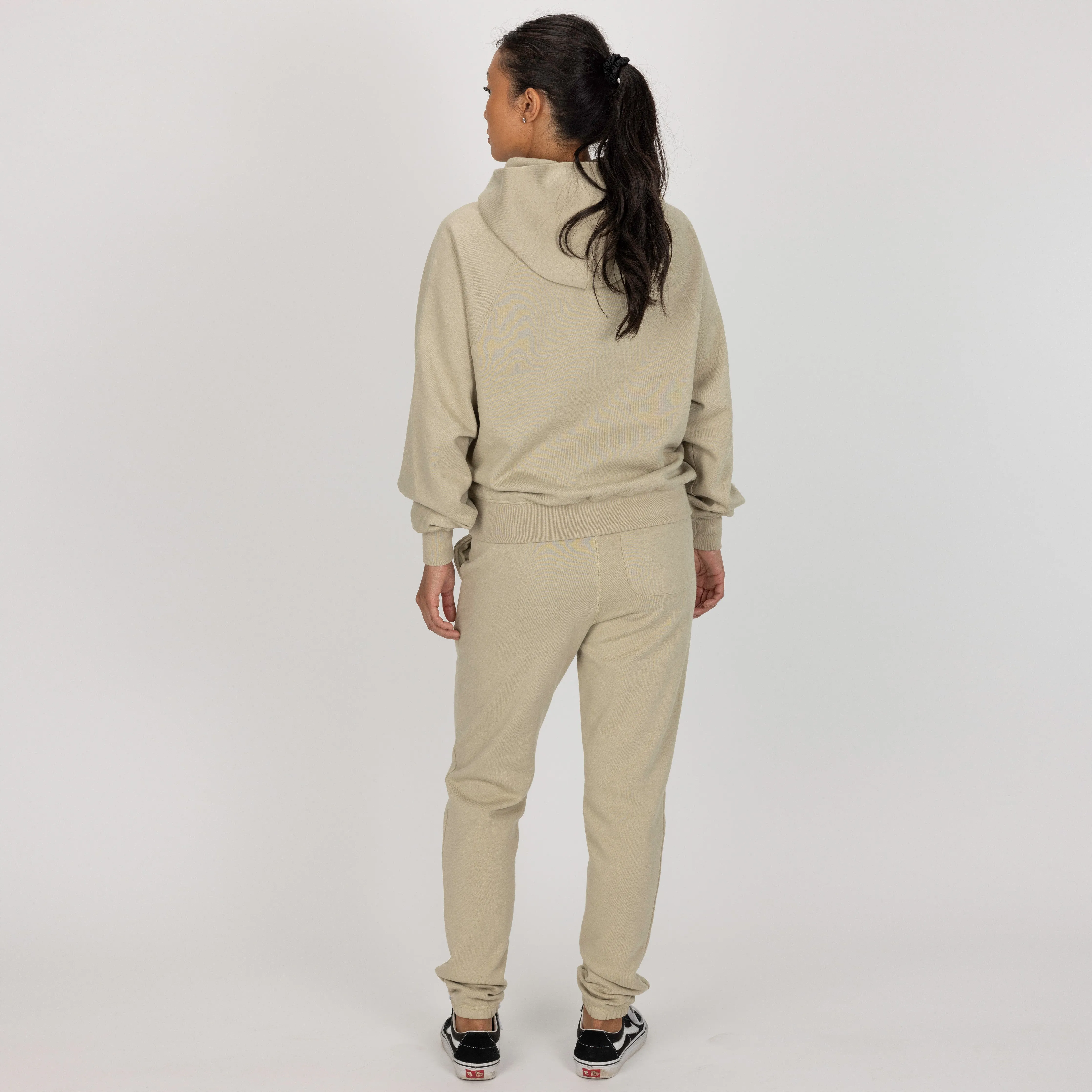 Womens Oversized Raglan Fleece Hoodie - Oatmeal