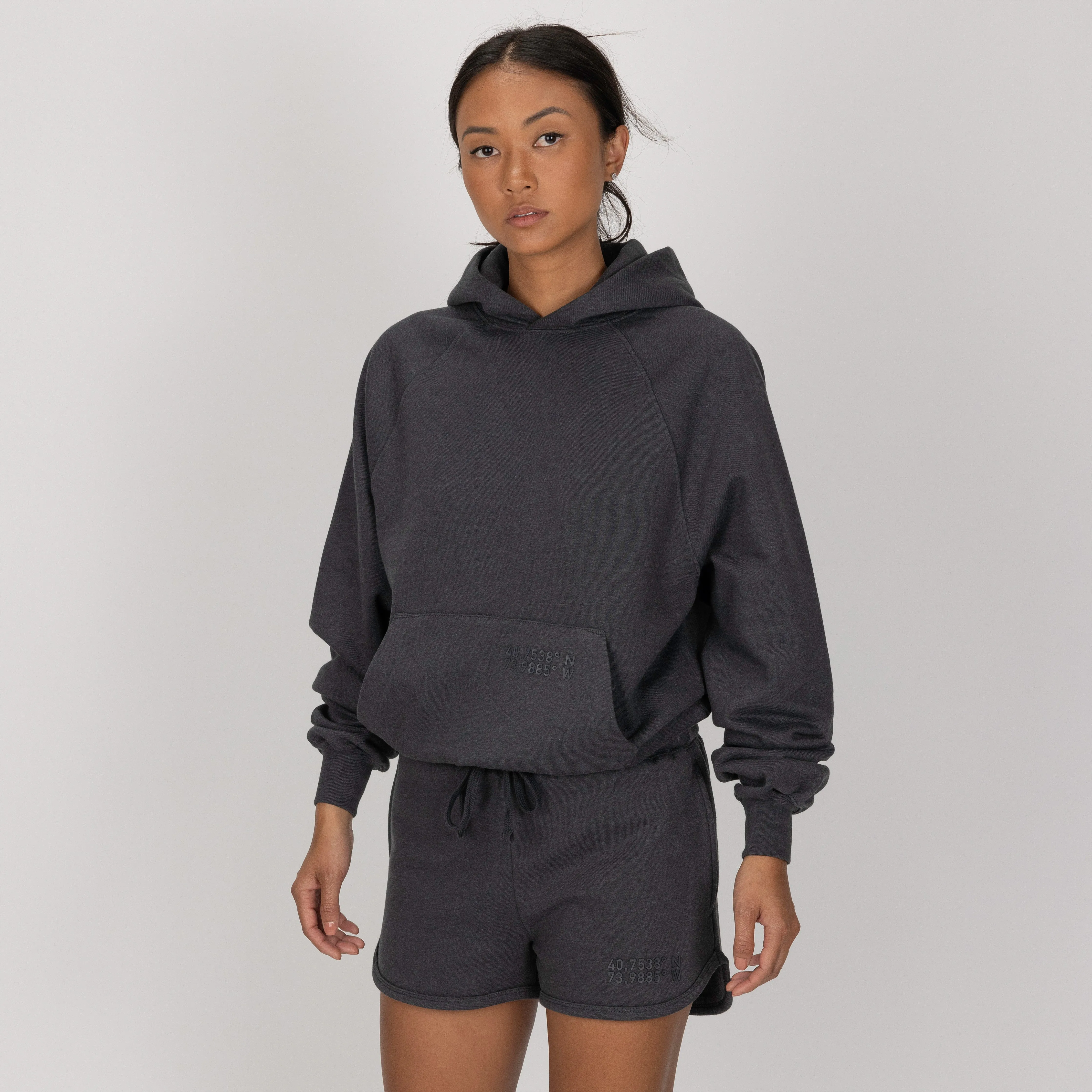 Womens Oversized Raglan Fleece Hoodie - Woodland Grey