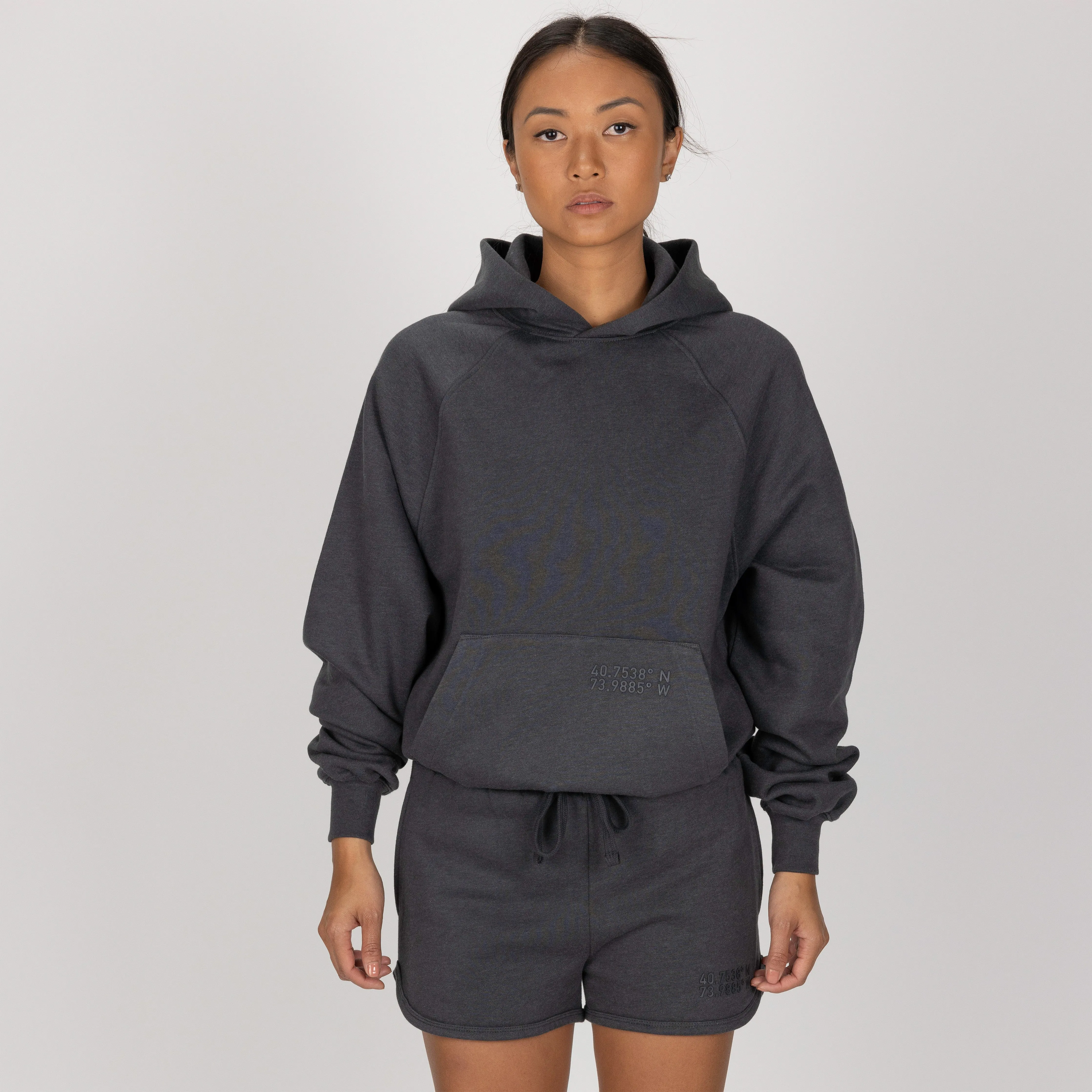 Womens Oversized Raglan Fleece Hoodie - Woodland Grey