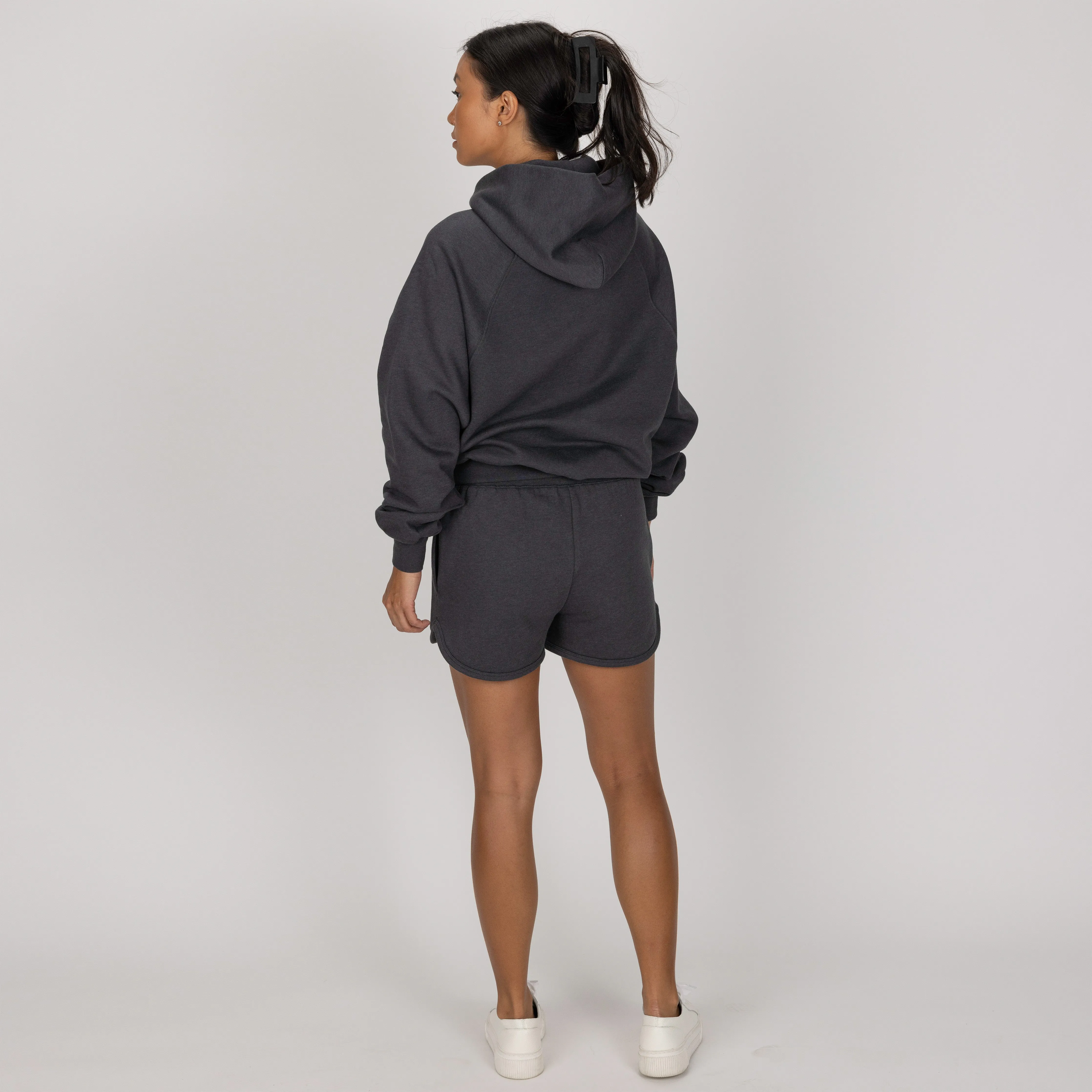Womens Oversized Raglan Fleece Hoodie - Woodland Grey