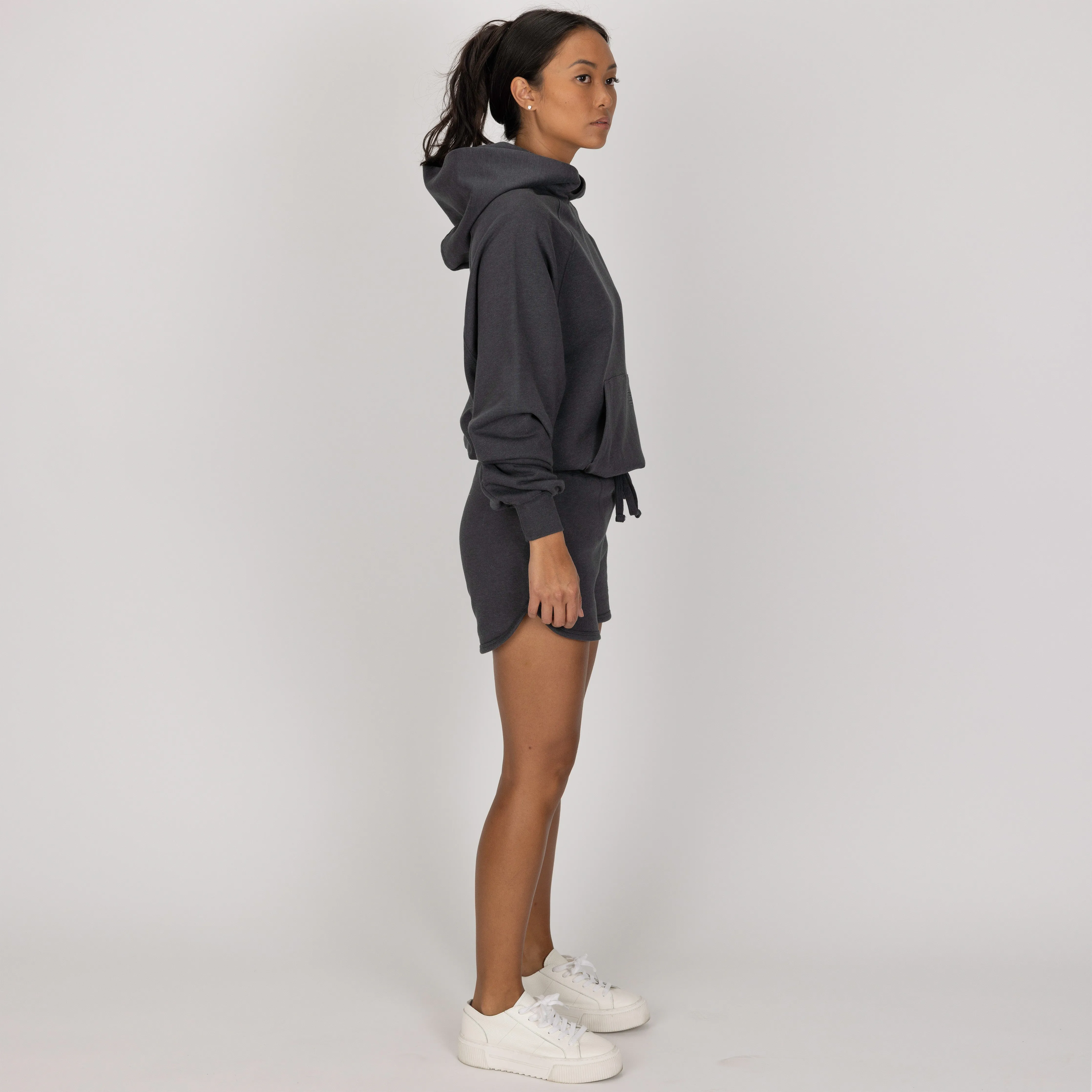 Womens Oversized Raglan Fleece Hoodie - Woodland Grey