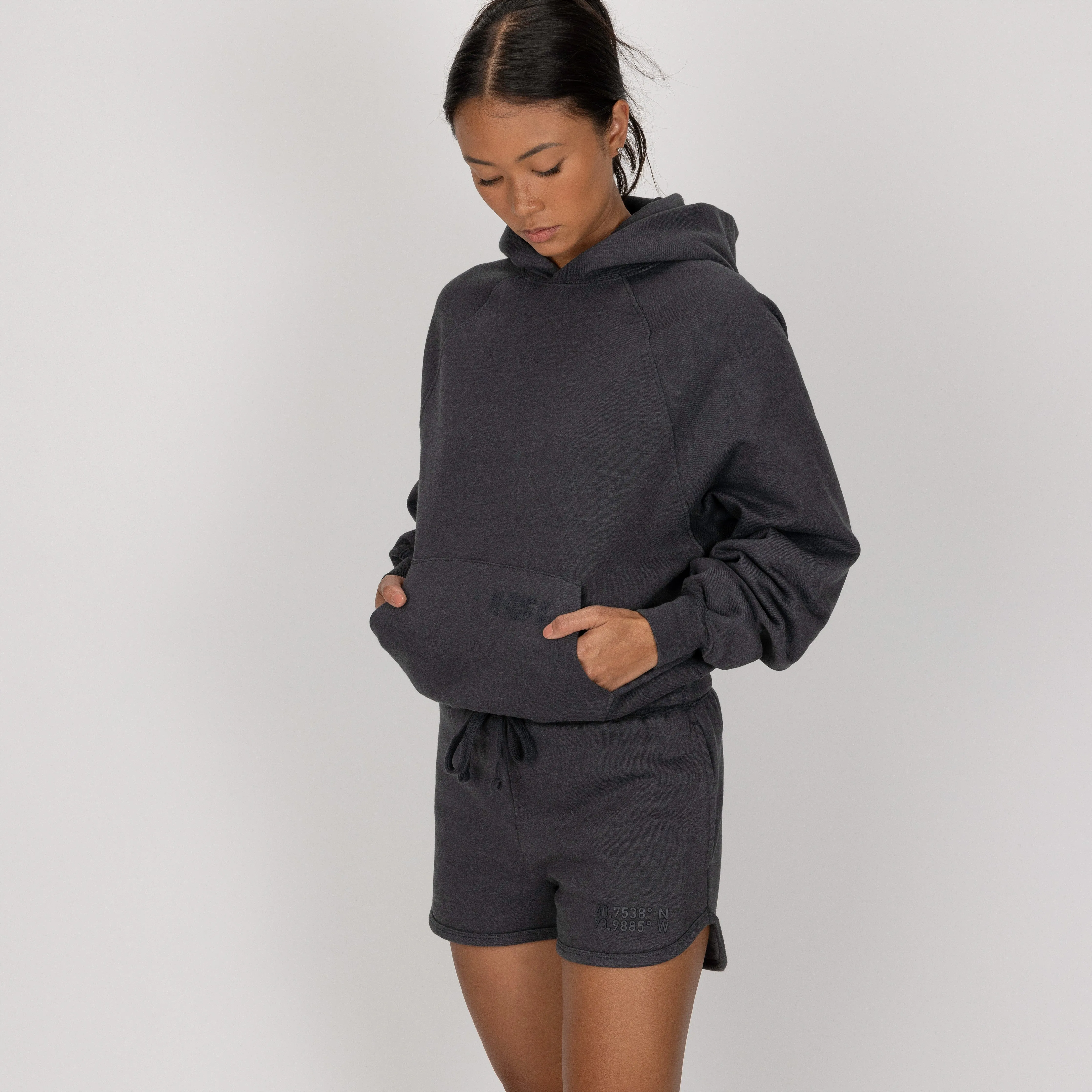 Womens Oversized Raglan Fleece Hoodie - Woodland Grey