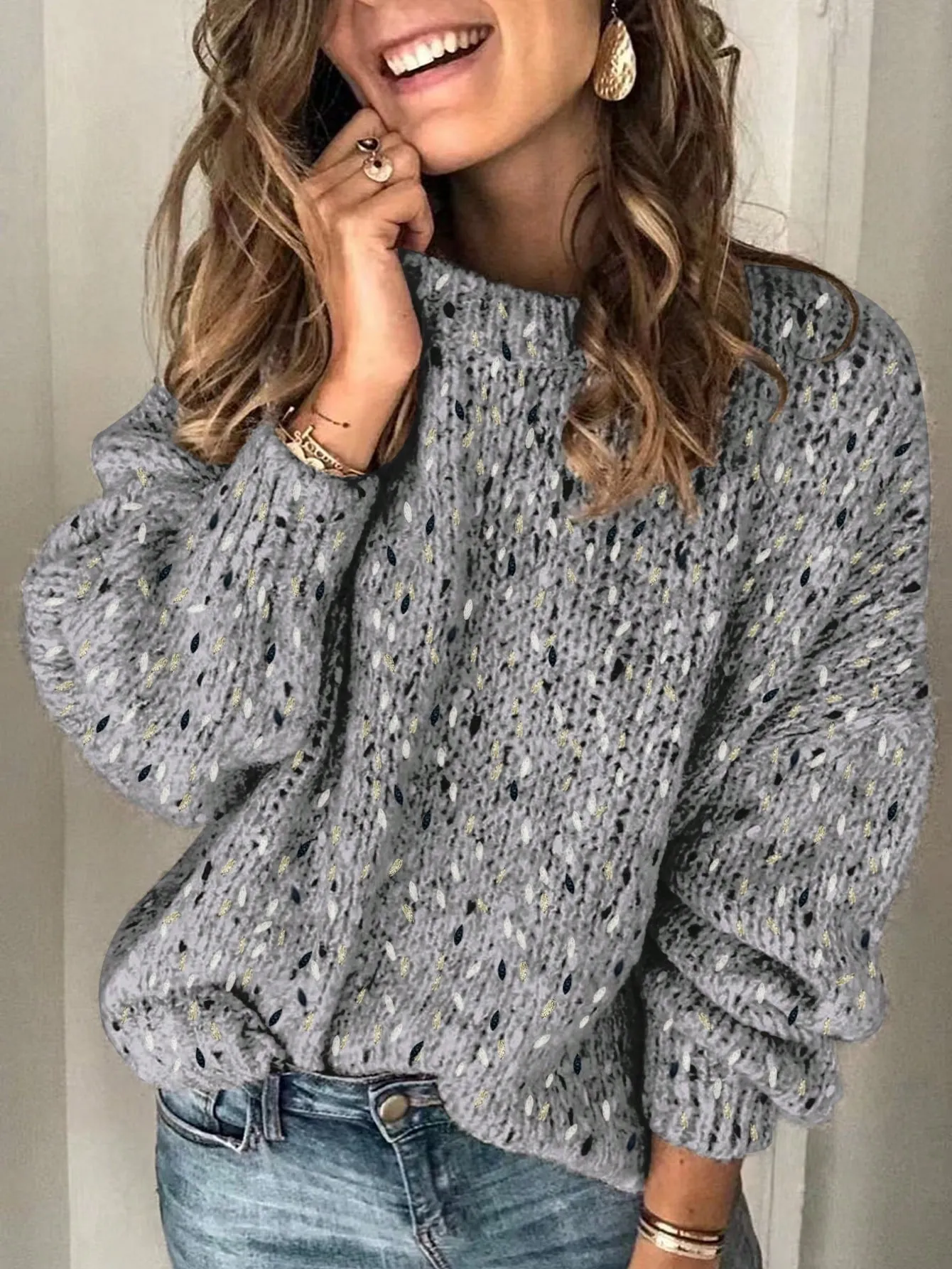 Women's Tie-Dye Lantern Sleeve Sweater