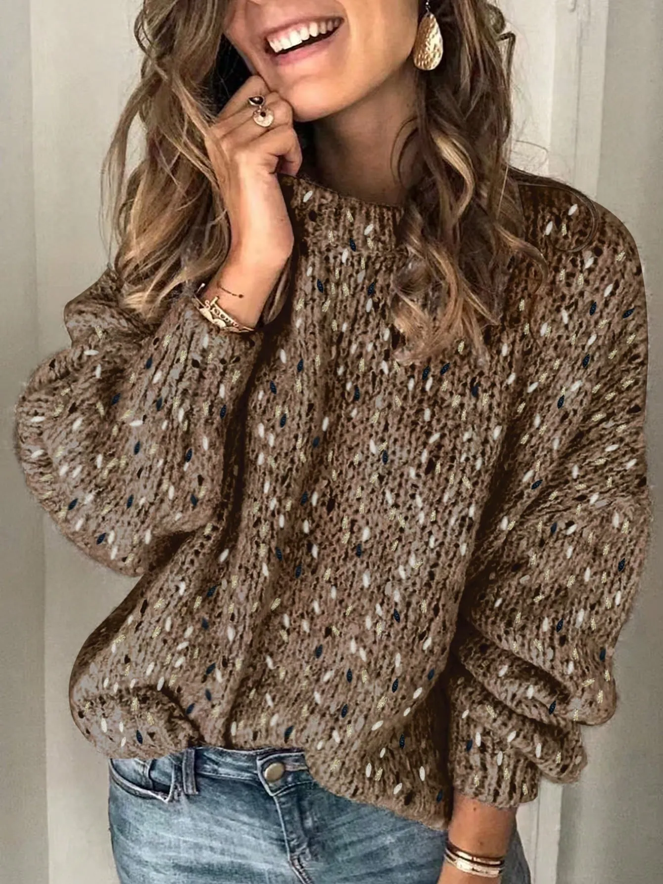 Women's Tie-Dye Lantern Sleeve Sweater