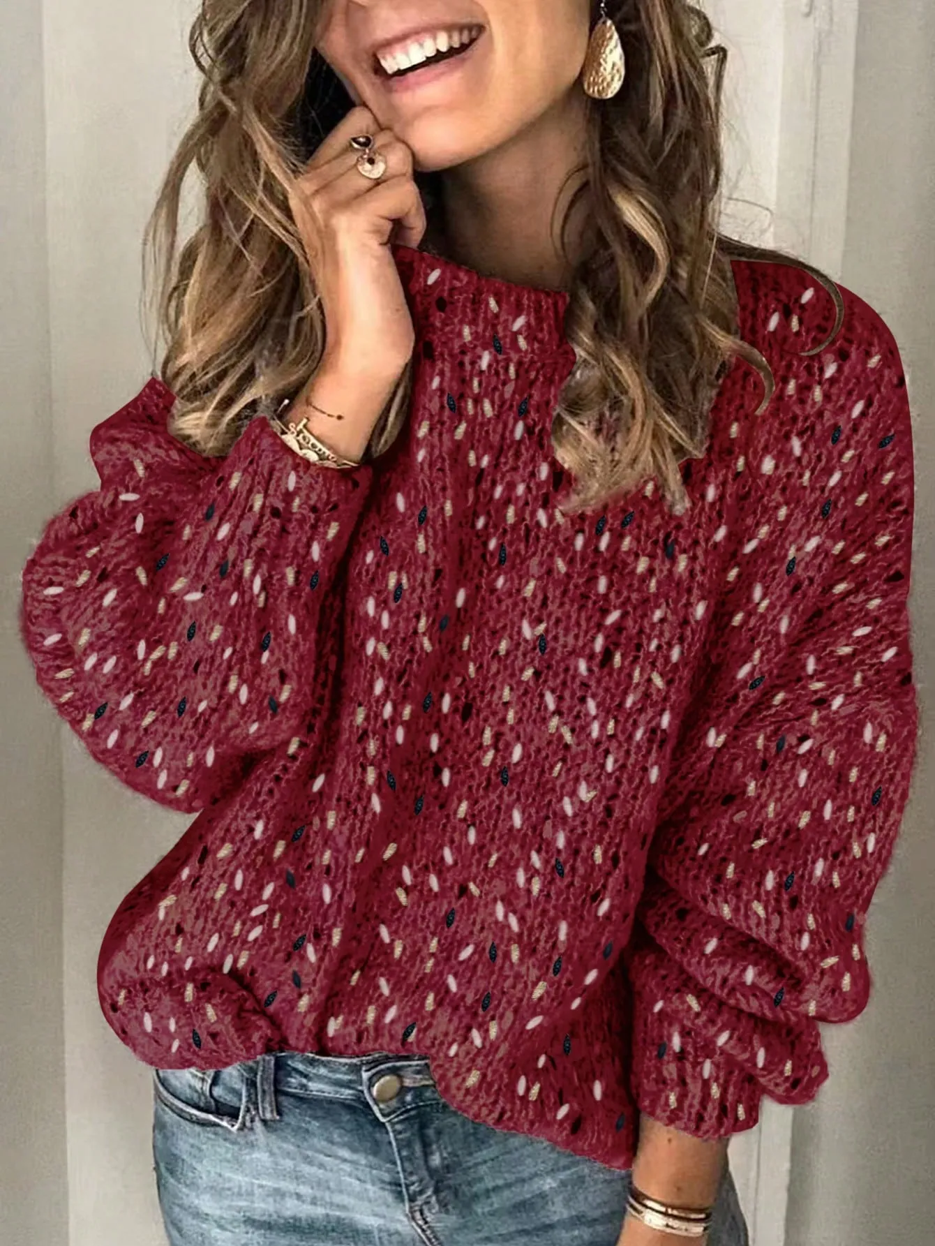 Women's Tie-Dye Lantern Sleeve Sweater