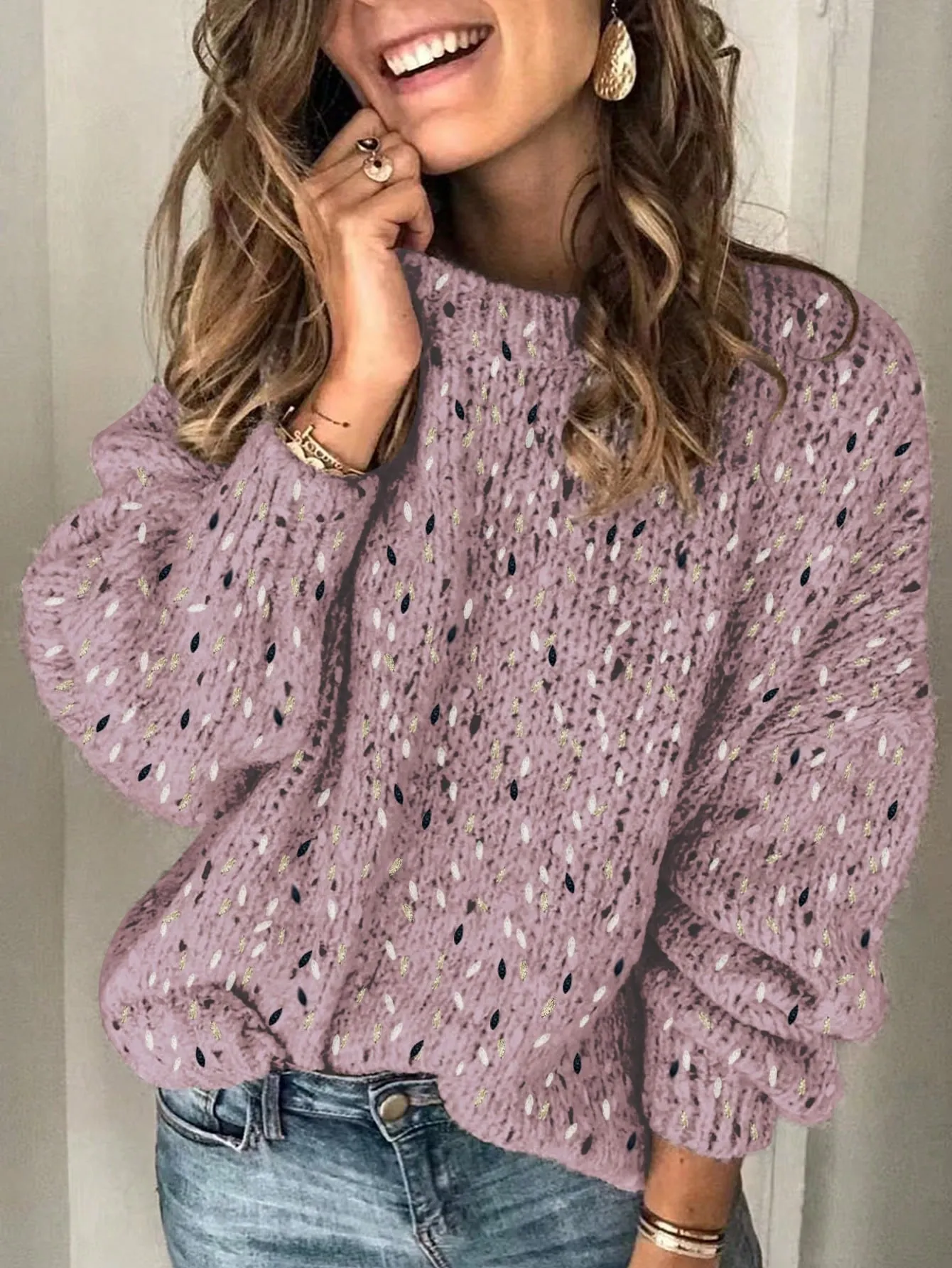 Women's Tie-Dye Lantern Sleeve Sweater