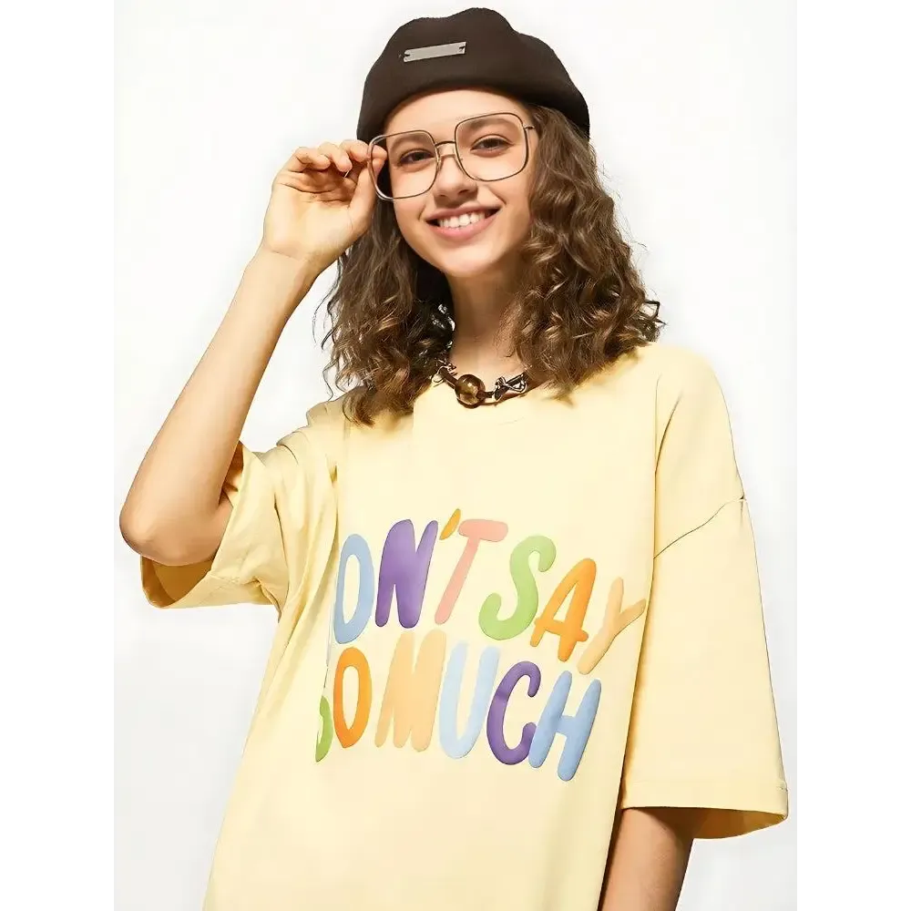 Y2K Crew Neck Tee with Puff Print Detail for Casual Streetwear