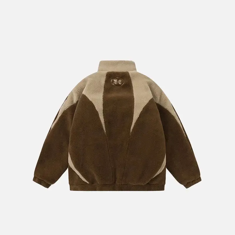 Y2K Furry Fleece Zip Jacket for Warmth and Style
