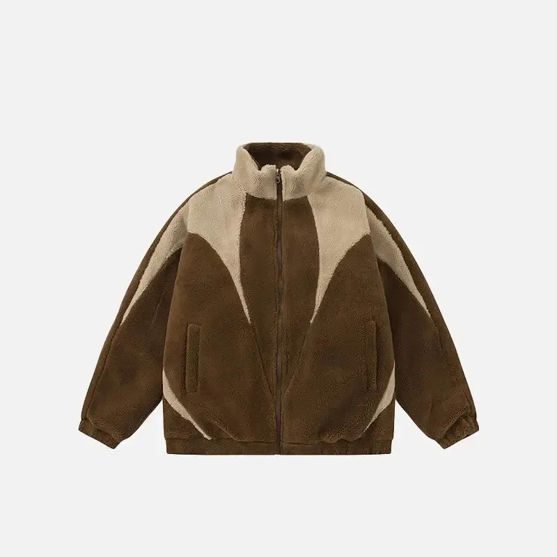 Y2K Furry Fleece Zip Jacket for Warmth and Style