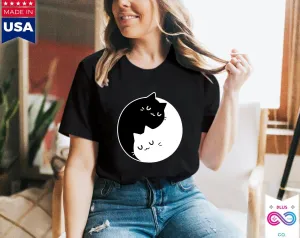 Yin Yang Cats T-Shirts , Yin Yang Duality || Yin Yang Cats || Perfect Gift - S M L Xl - Ladies, Men Unisex || Bff Couple Gift Ideas,Cat Mom
