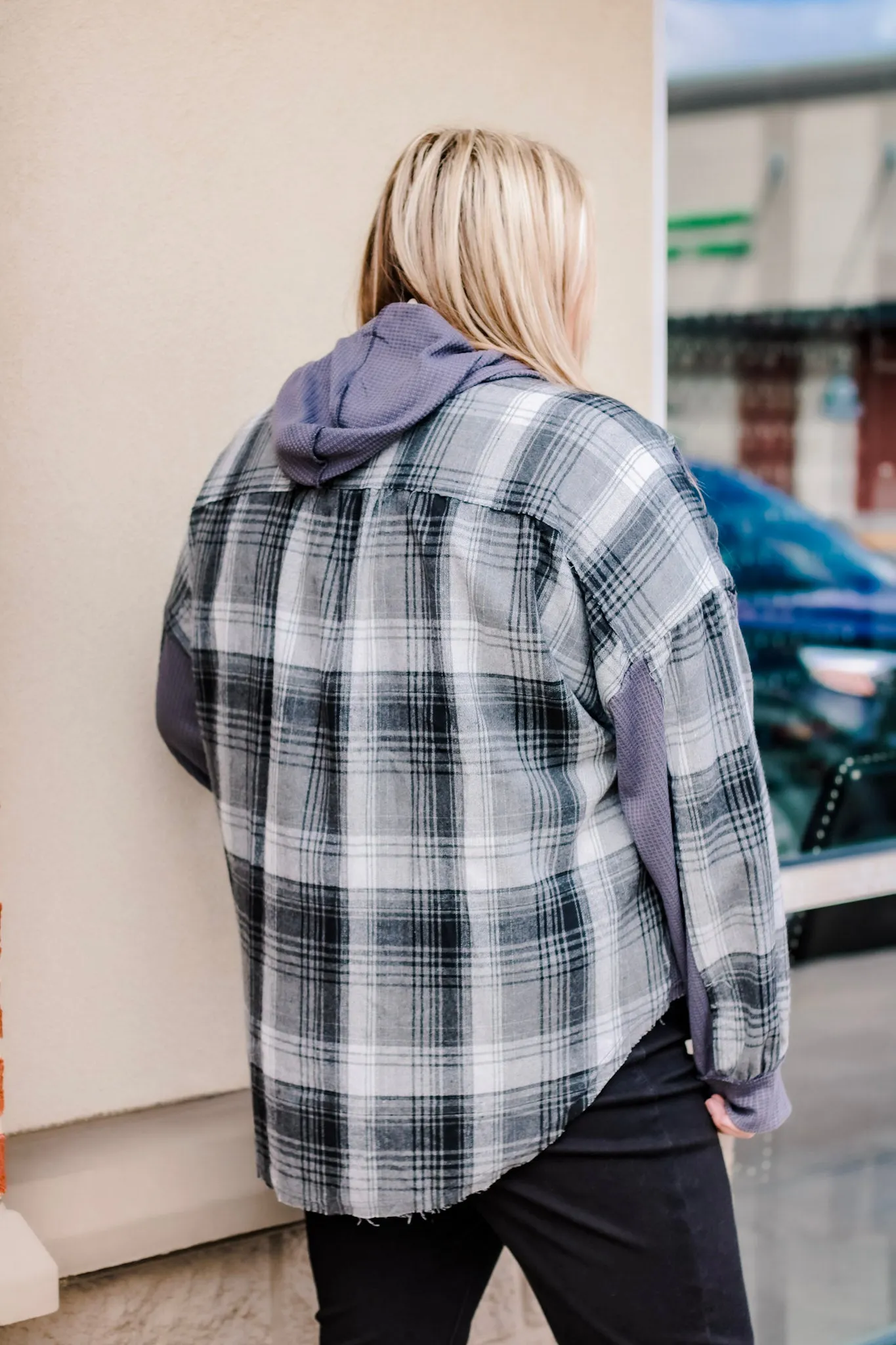 You Have My Heart Grey Plaid Hooded Top